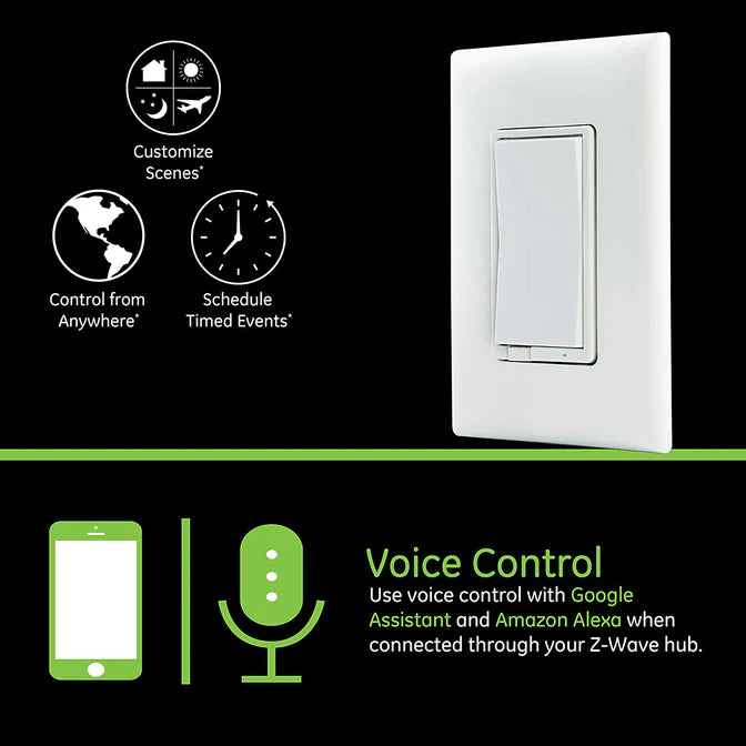 Jasco Z-Wave In-Wall Smart Switch with QuickFit™ & SimpleWire™ – White/Almond - (46562)