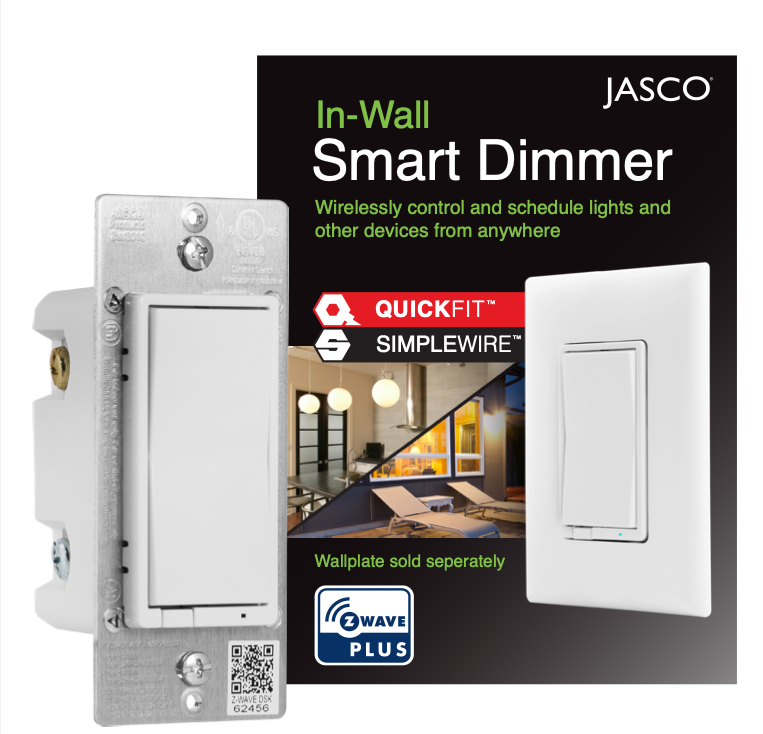 Jasco Z-Wave In-Wall Smart Switch with QuickFit™ & SimpleWire™ – White/Almond - (46562)