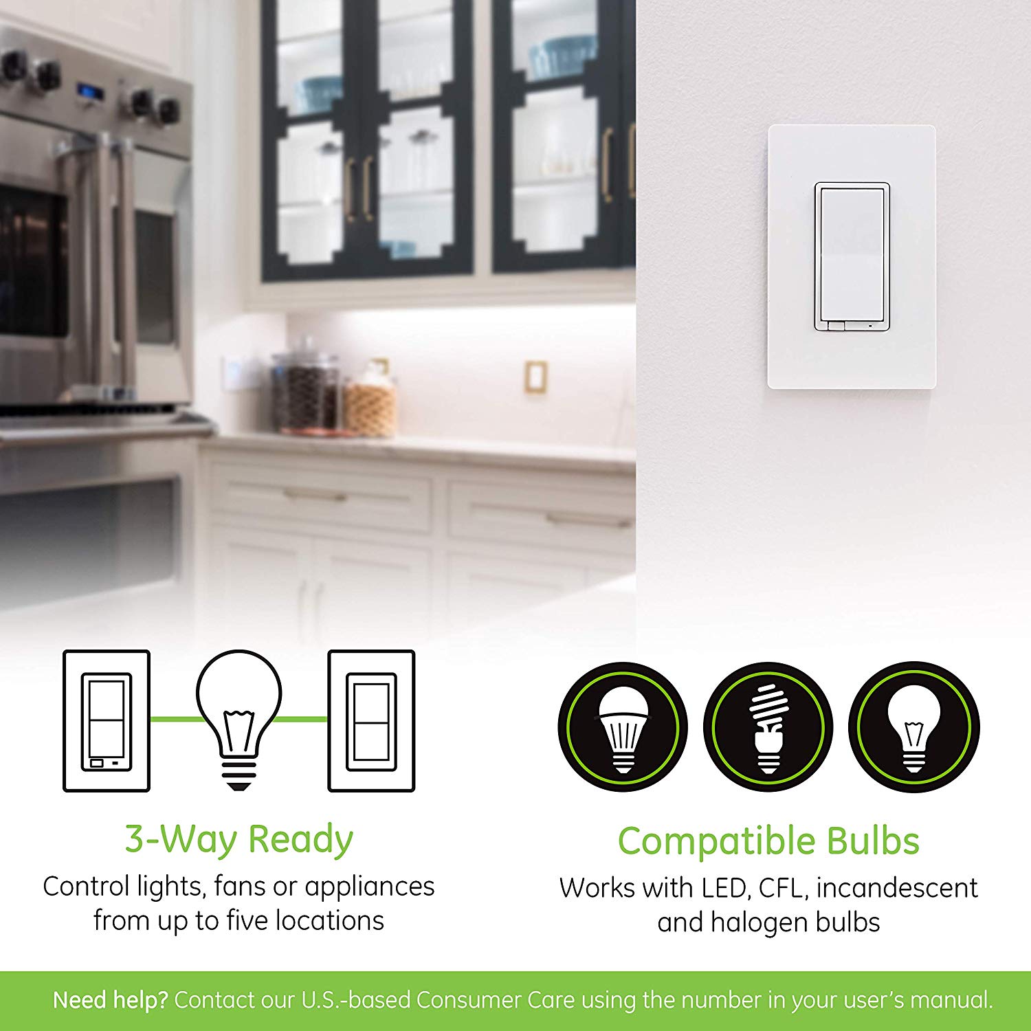 Enbrighten Zigbee Plug-In Smart Switch with Dual Controlled Outlets and  Energy Monitoring, White